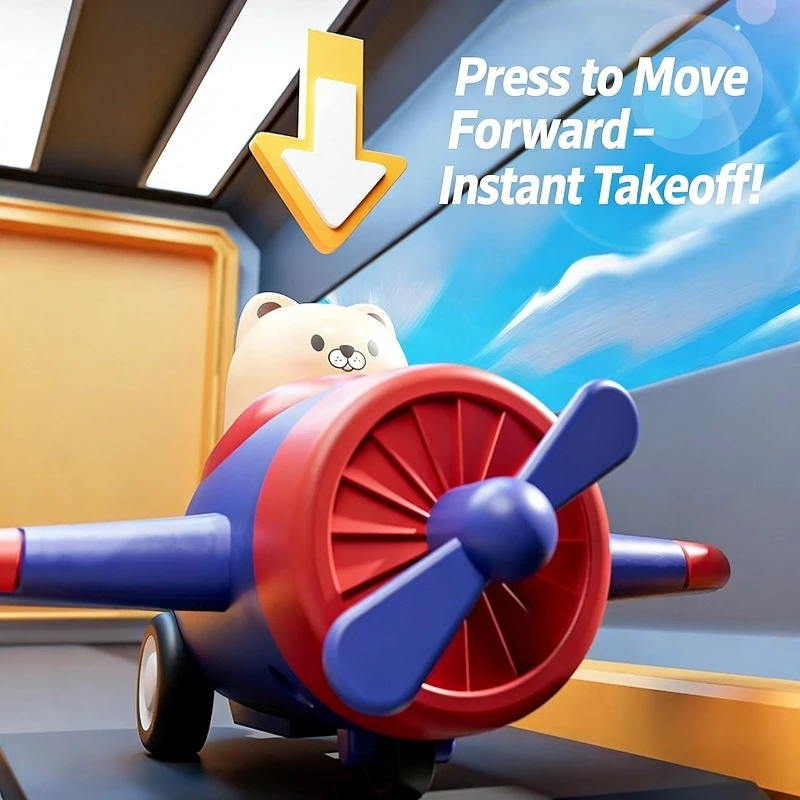 Baby Press Toy Car Cute Animal Inertial Glide Small Plane Safe Material Propeller Mobile Children's Early Education Puzzle Toy