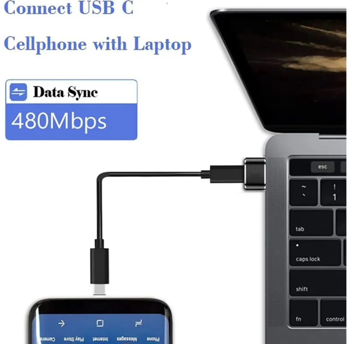 2.0 Type-C OTG USB zu USB-C Adapter Langlebige Metallkonstruktion Universelle Kompatibilität für iPhone iPad Samsung S23 IWatch AirPods – Detail 5