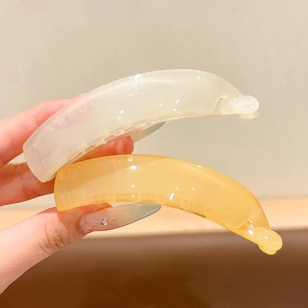 Geometric Banana Clip Jelly Color Ponytail Holder Large Hair Claw Fashion Styling Accessory Women Elegant Daily Headwear