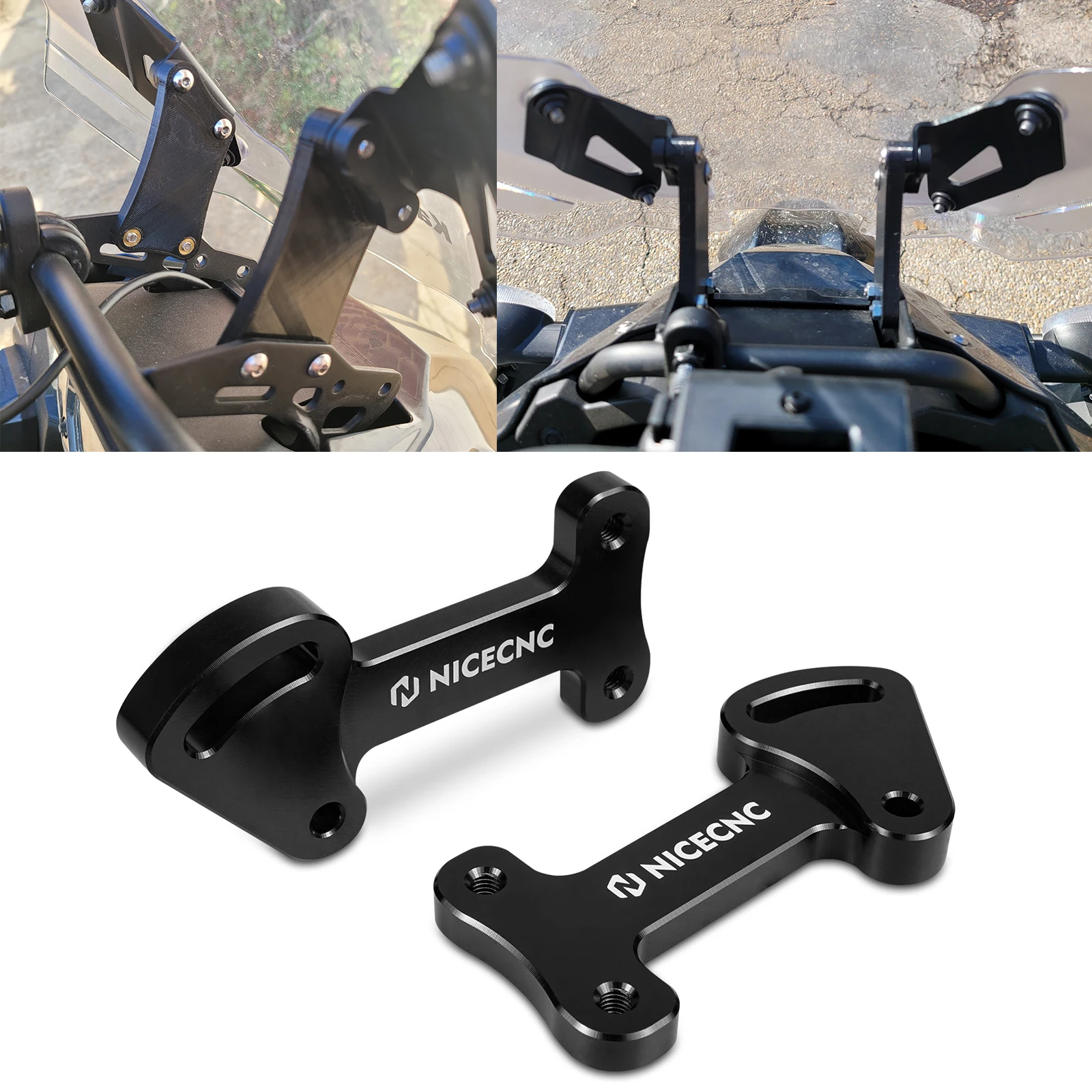 

For Kawasaki KLR650 KLR 650 2022-2024 Motorcycle 3.25" Windshield Windscreen Bracket Risers Adjustable 6061 Aluminum