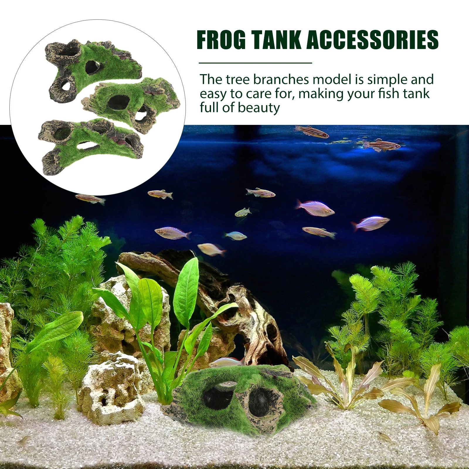 

3pcs Aquarium Stump Hideout Fish Tank Decoration Resin Tree Trunk For Underwater Landscape Diy Artificial Dead-Wood Reusable