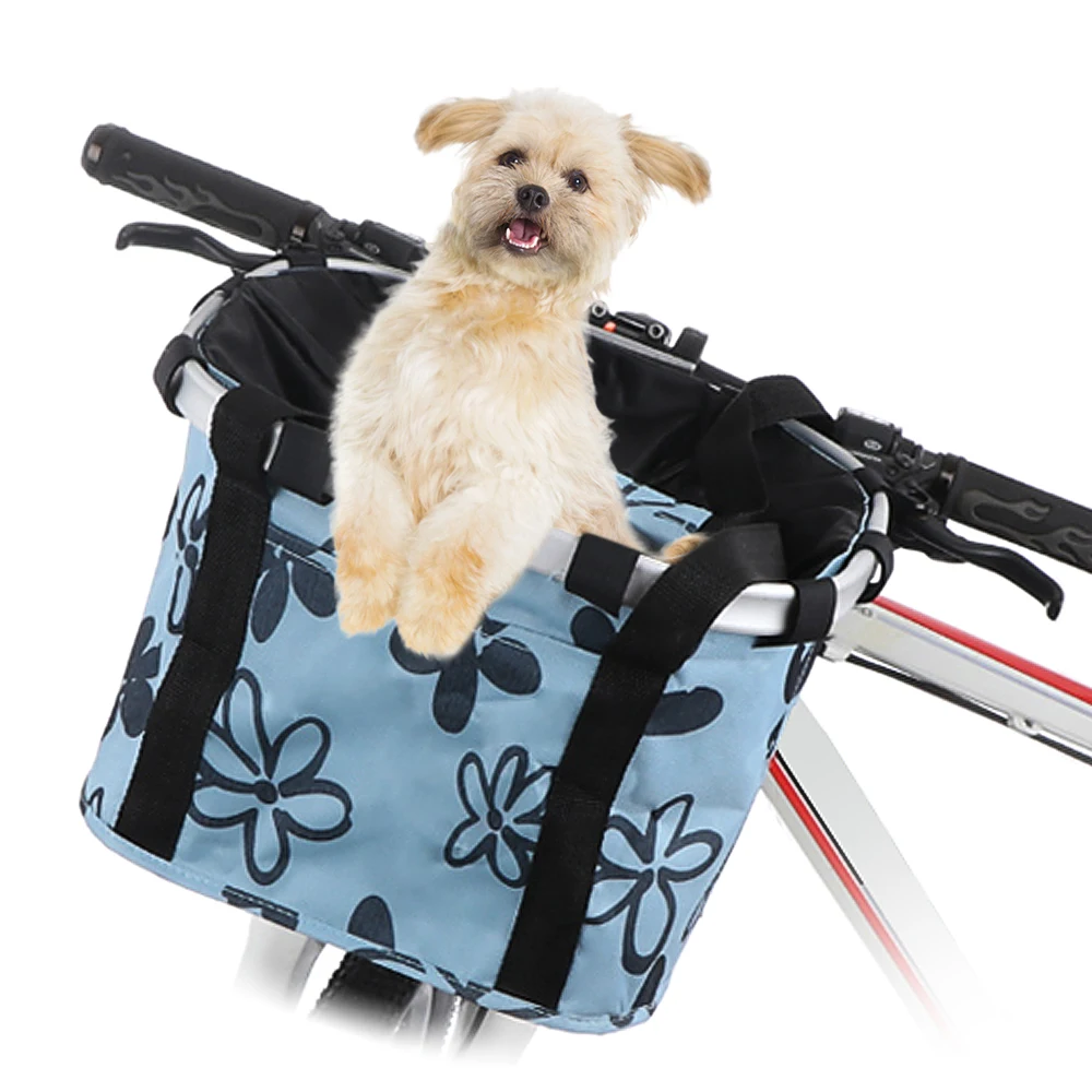 Lixada Bike Basket Collapsible Bicycle Handlebar Basket Quick-release Cycle Pet Dog Cat Carrier Bag