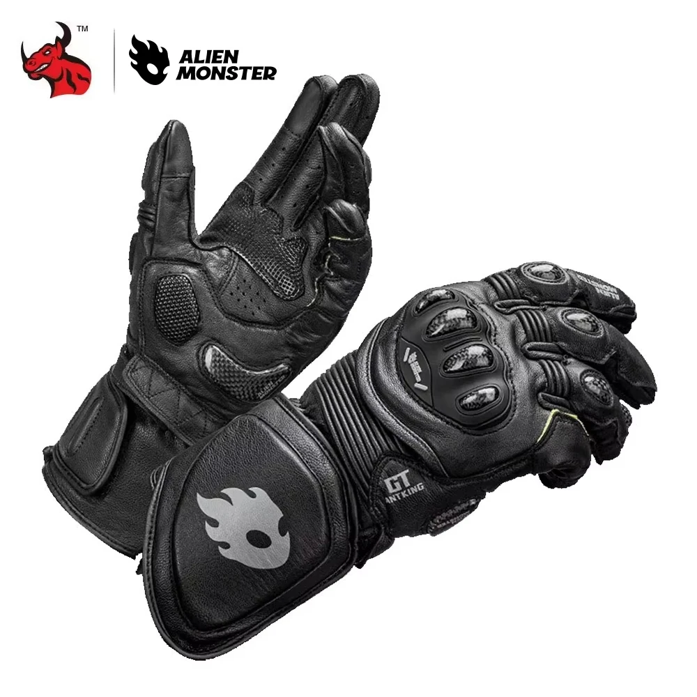 Bicycle And Motorcycle Riding Gloves Made Of Genuine Leather Wear-resistant And Drop Resistant Carbon Fiber Protective Gloves