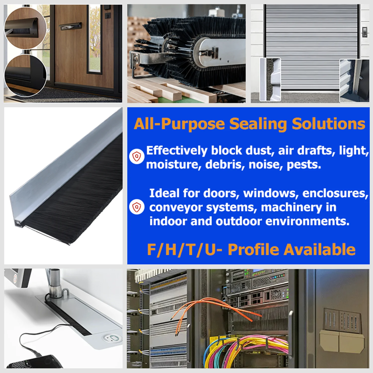 F نوع قطاع ختم فرشاة H حامل نافذة الباب الصناعية الاجتياح الطقس الحظيرة قفص الاتهام ماكينة بتحكم رقمي بالكمبيوتر الضميمة الغبار الضوضاء الحشرات برهان #3