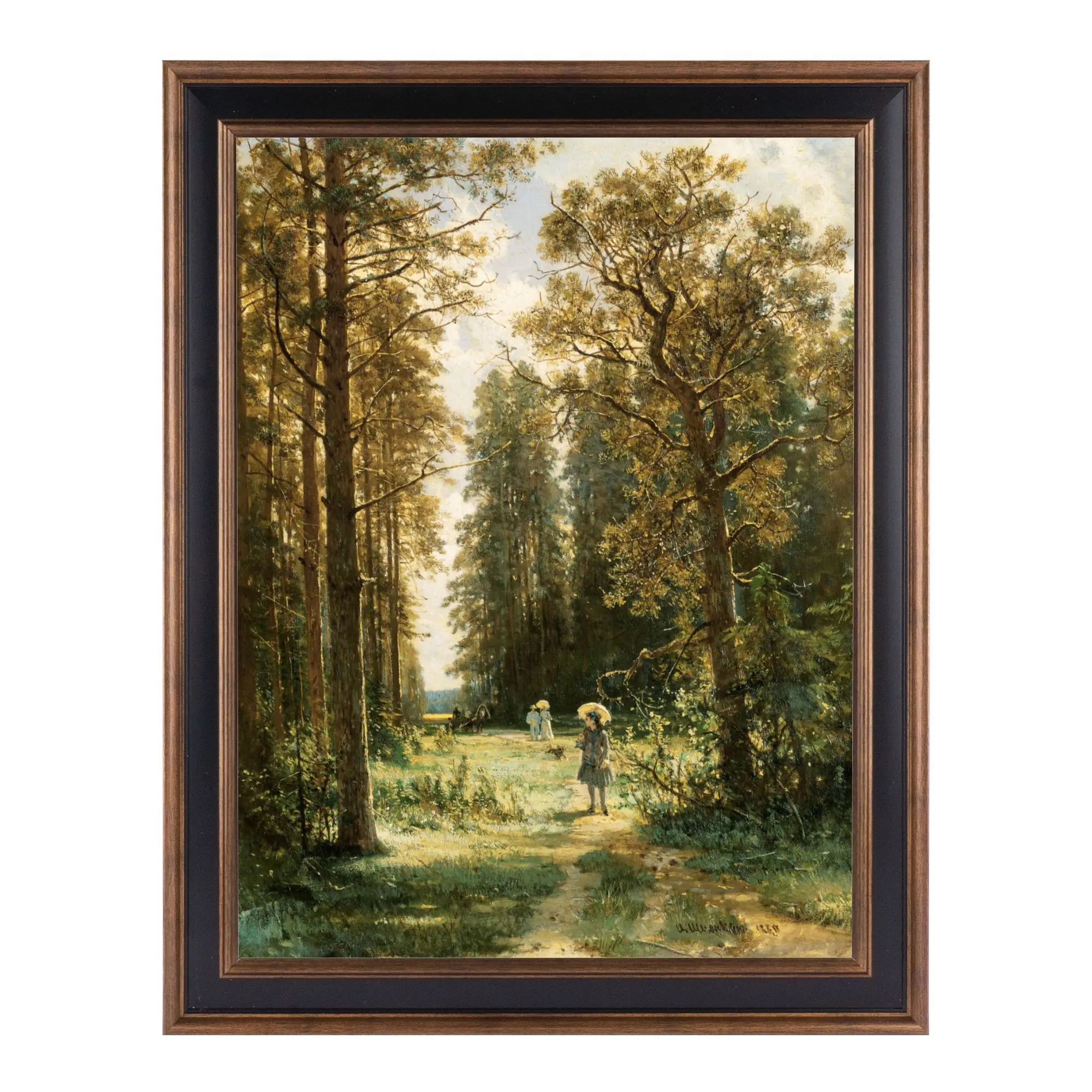 

Ivan Shishkin Framed Canvas Wall Art - Realistic Forest Landscape Painting Print, Classic Nature Home Decor