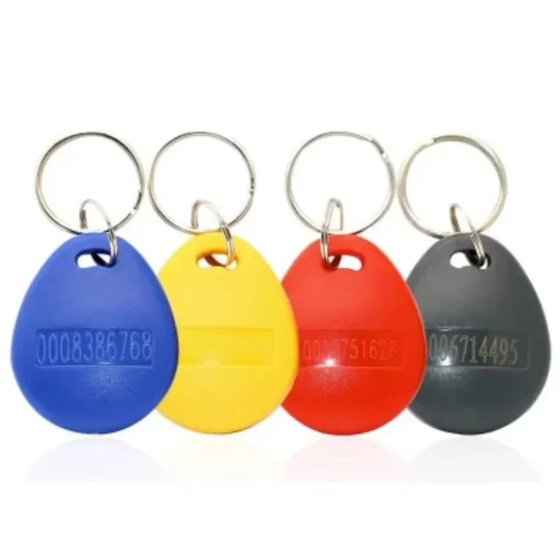 100pcs NO.8 125Khz RFID Tag Proximity Keyfobs Ring Access Control Card 4 Colours for Access Control Time Attendance Read-only