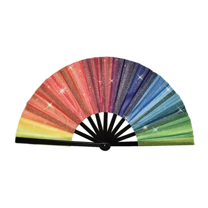 Lightweight Fancy Fan Reflective And Decorative Glitters Large Rave Handheld Folding Fans