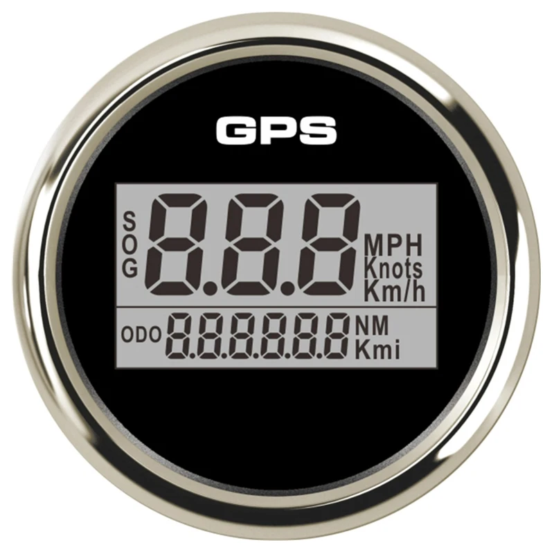 52mm 0-999Km/H Mph Knots GPS Speedometers Digital Speed Odometers Sog Speed Mileometers with 8 Kinds Backlight Color for Auto