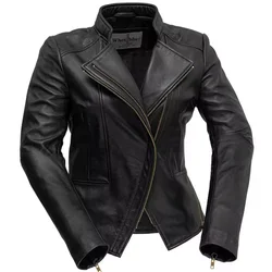 Plus Size Women's Artificial Leather PU Casual Jacket Stand Collar Zipper Up Slim High Street Leather PU Jacket Outerwear New