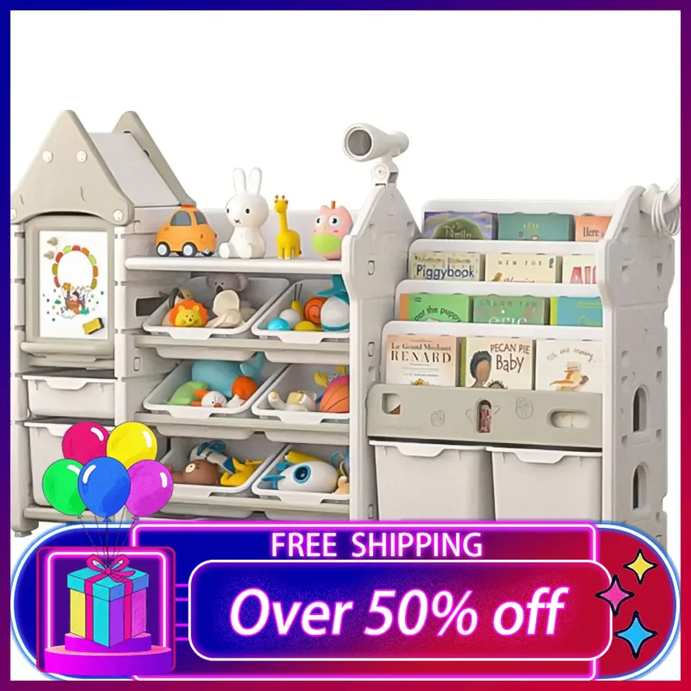 

Kids Toy Storage Organizer and Children Bookshelf - Toy Organizer with Bookshelf, Toy Shelf Organizer with Bins, Toys Organizers