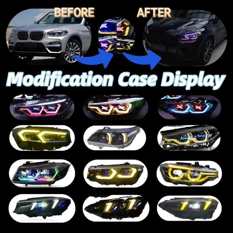Headlight E71 F22 F30 E90 Headlight Custom Style G20 E60 E92 E87 E89 Modified Dual Color Style Upgrade Style