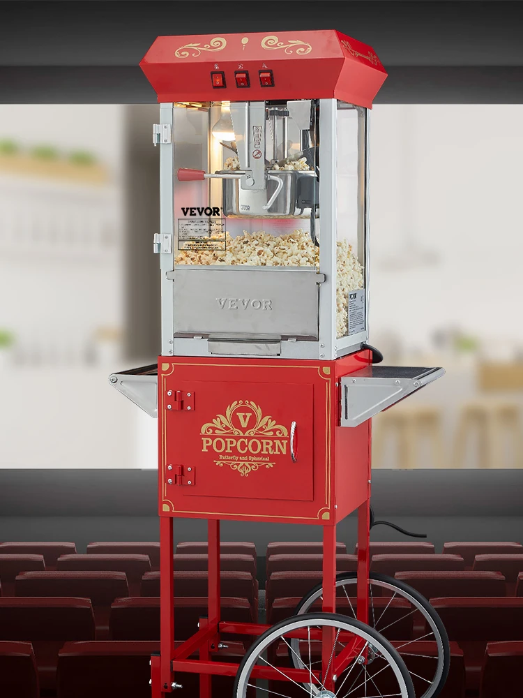 SucceBuy Popcornmaker met kar 8 Oz waterkoker maakt 48 kopjes per batch Popcornmaker Uitgerust met gehard glas Inclusief 4 scoops - afbeelding 2