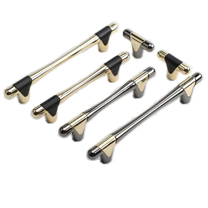 Einfacher Schuhschrank-Türgriff, Badezimmerschrank, Schwarzgold, ganz in Schwarz, nordische Schublade, Kleiderschrank, Kommode, Griff im europäischen Stil