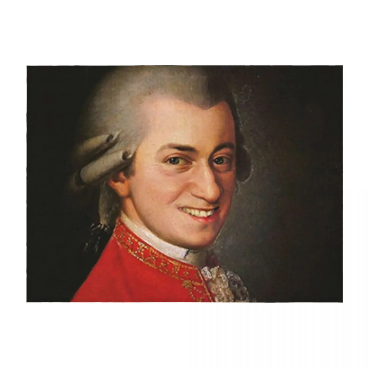 

Smiling Wolfgang Amadeus Mozart art famous music composer funny meme Throw Blanket Baby Vintage bed plaid Blankets