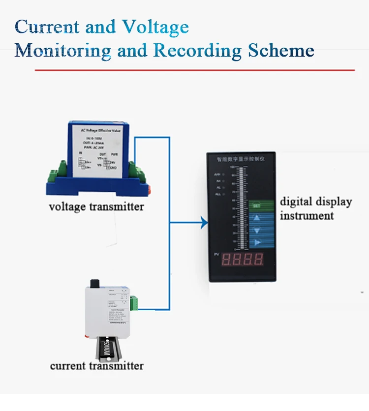AC/DC Current  Sensor Transducer AC/DC 1A 5A 10A Input 4-20mA 0-20mA 0-5V 0-10V Output DC24V AC/DC85-265V Power Supply