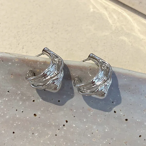 حقيقي 925 فضة 18K الذهب غير النظامية هندسية وأقراط للنساء الحد الأدنى غرامة مجوهرات خمر اكسسوارات #6