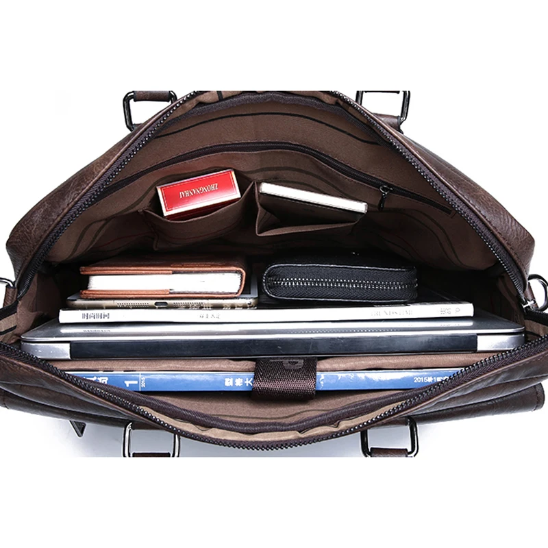 Multiple Pockets Briefcase Men's Large Capacity Office Shoulder Bag Waterproof Business Laptop Handbags Commute Crossbody Bag view 5