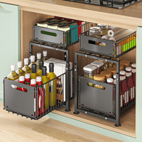 Kitchen Under The Sink Storage Rack Seasoning Rack Storage Basket Adjustable Cabinet Multifunctional Pull Out Type Layered Rack