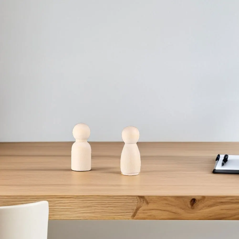 20Pcs Wooden Peg People Unfinished DIY Craft Figures Kids Painting Supplies Blank Wooden Mini Handicraft Toys