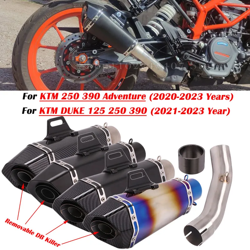 

For KTM DUKE 125 250 390 ADV Adventure 2020 2021 2022 2023 Motorcycle Exhaust Escape Modified Muffler With Middle Link Pipe DB