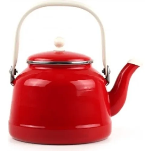 Flame Enamel Teapot 2,5 Liter Zinc Herb Tea Teapot Single Top Should Keep Red