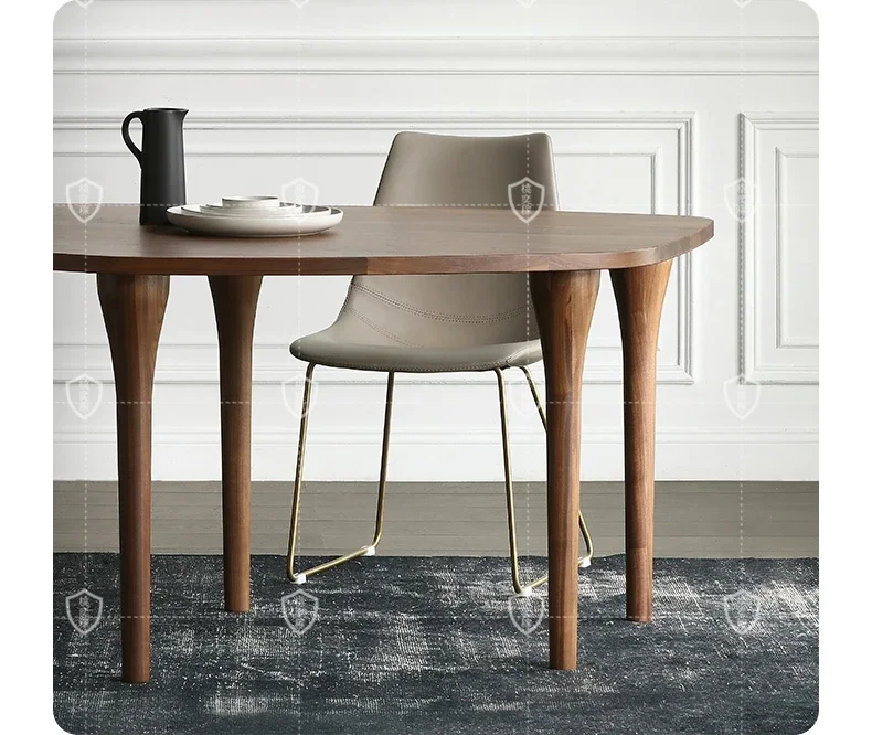 North American black walnut dining table medieval Nordic simple solid wood special-shaped dining table deskG4567