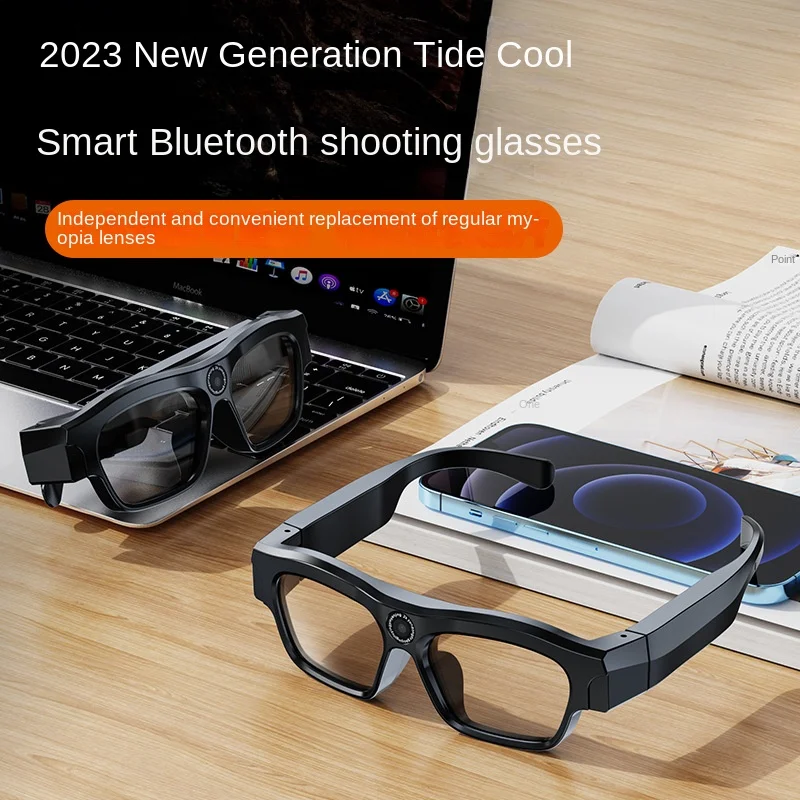 Smart Bluetooth headset glasses 256GB with replaceable lens 4K Ultra HD camera