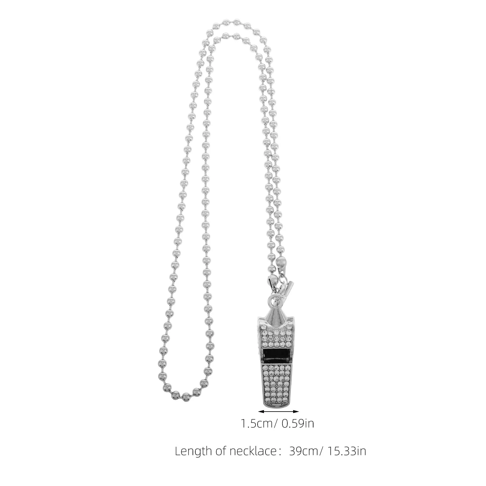Rhinestone Whistle Necklace Titanium Steel Pendant Shining Gift for Her Pendant Party Necklaces