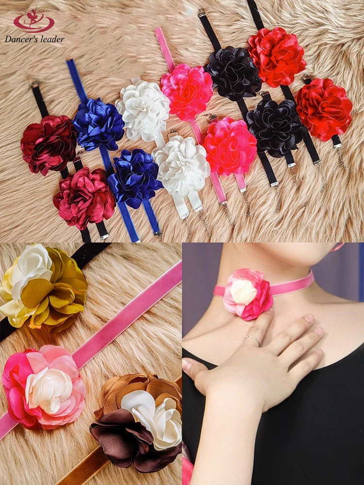 Latin Dance Accessories Flower Bracelet Neckchain Performance Competition Accessories Versatile Handheld Flower Necklace