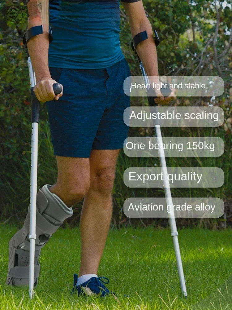 Telescopic Arm Crutches Portable Walking Aid for Fractures Non-Slip Shock Absorbing Aluminum Alloy