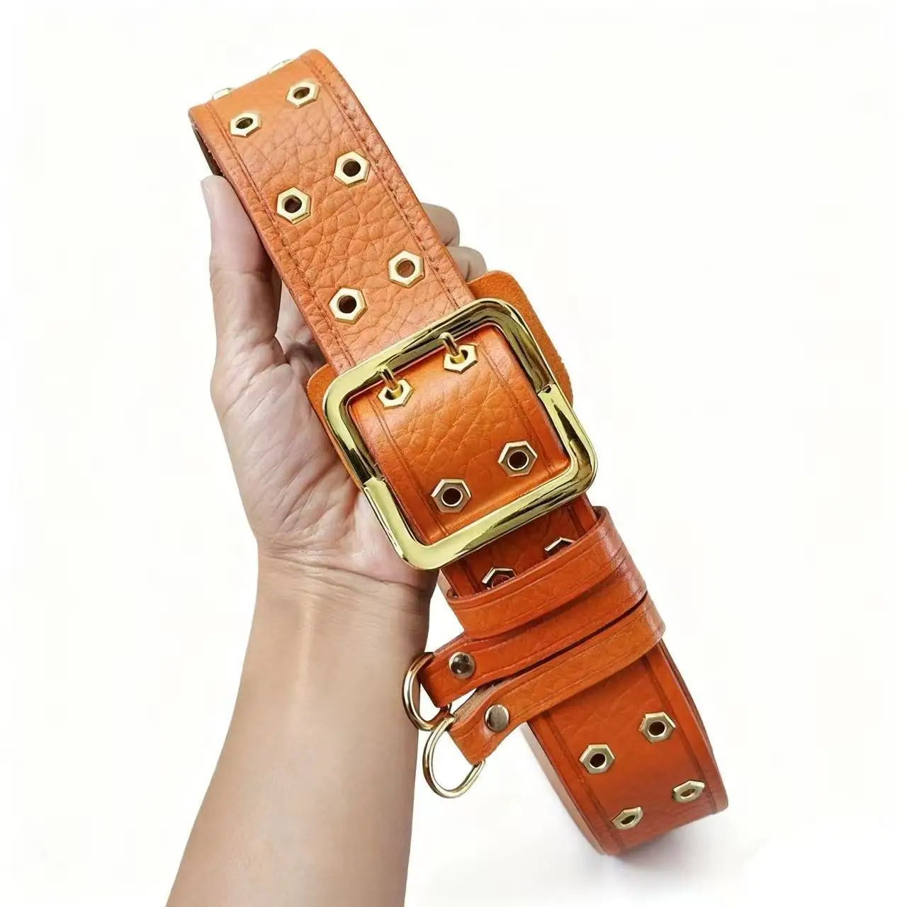 4.8 سنتيمتر جلد البقر الحقيقي الرجال مزدوجة الصدر خاص اتسعت حزام حزام التدريب في الهواء الطلق متعددة الوظائف حزام معركة خاص