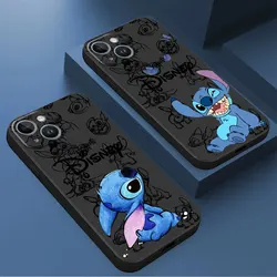 Custodia per telefono Disney Stitch The Baby Disney per Apple iPhone 15 Pro Max 12 Mini 13 SE 8 Plus 14 11 Pro XR 7 XS X Cover nera