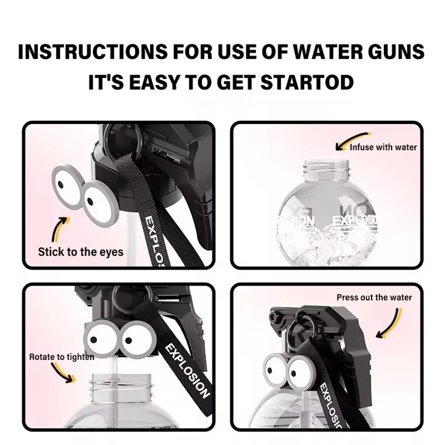 محاكاة القنبلة اليدوية شكل الكرتون مدفع المياه للأطفال الصيف التدفق المياه بركة شاطئ البحر لعبة الماء مضحكة