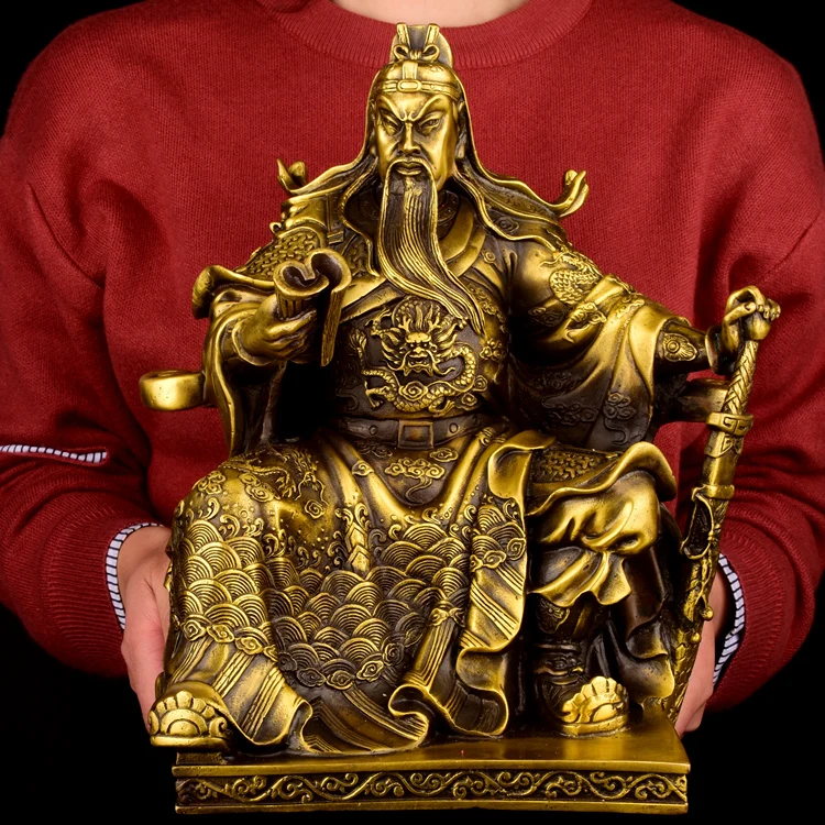 HOME # OFFICE  TOP efficacious Talisman Money Drawing Martial god of wealth guan gong Guandi brass Hand engraving art sculpture