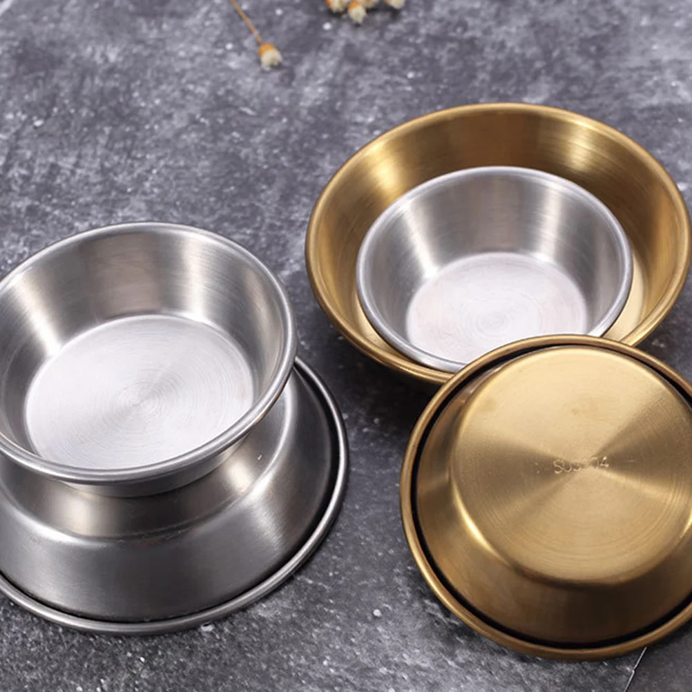 

2Pcs Highquality Round Seasoning Dishes Kitchen Utensil Stainless Steel Dish for Home Catering Round Seasoning Dish
