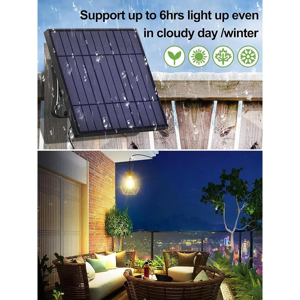 Solar Pendant Lights Remote Control Solar Powered Shed Light 4000mAh Rechargeable Battery Long Lasting Brightness Adjustable