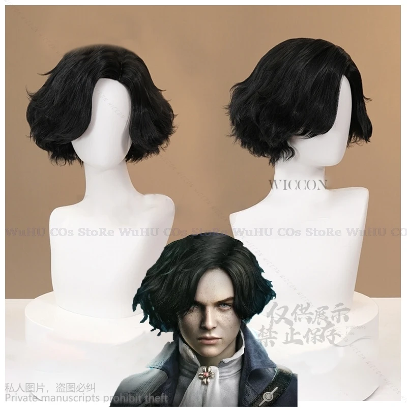 Game Lies Of P Cosplay Wig Black Short Synthetic Straight Anime Men's Wig For Halloween Cosplay Costume Party Head Wigs Cosplay