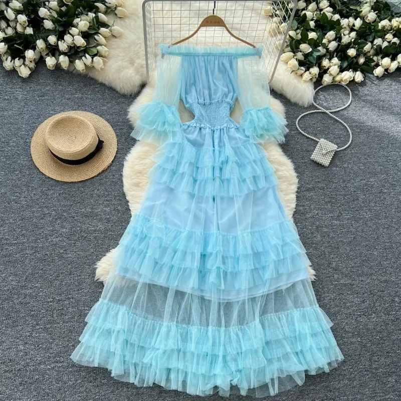 Chic plissé élégant manches courtes évasées col rond maille robes Vintage mode coréenne soirée décontracté femmes vêtements d'été