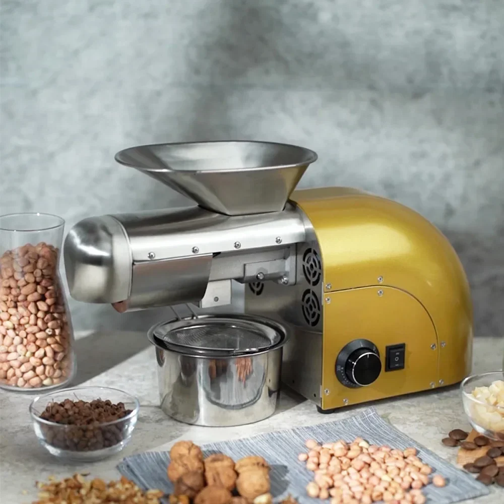 Household Automatic Hot and Cold Oil Pressing Machine Commercial Stainless Steel Oil Presser Peanut Roasting Frying Machine