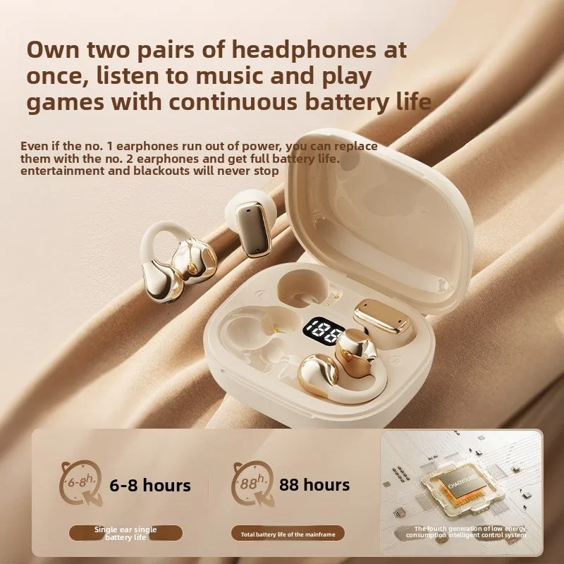 Bluetooth Earbuds Ear Clip, 2-in-1 Design with Long Battery Life, Private Mold for Factory, Cross-Border New Model