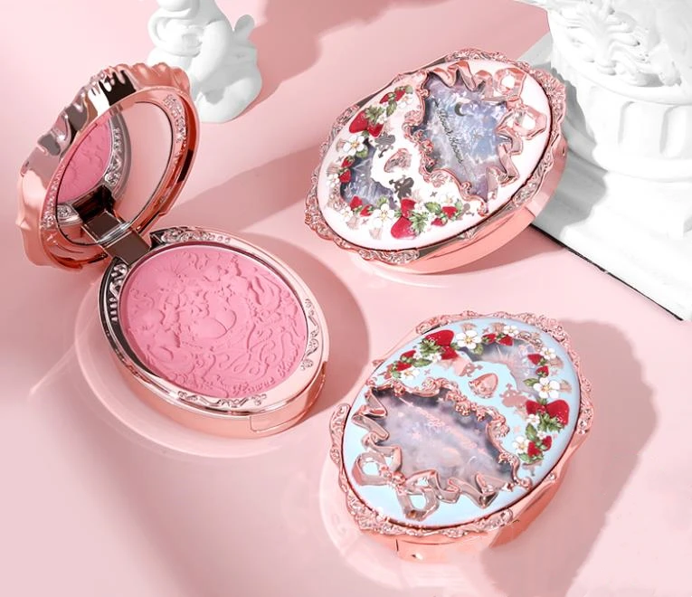 Flower Knows Strawberry Rococo Series Embossed Blush Natural Nude Delicate Gentle Matte Pigment Women Face Makeup Cosmetics