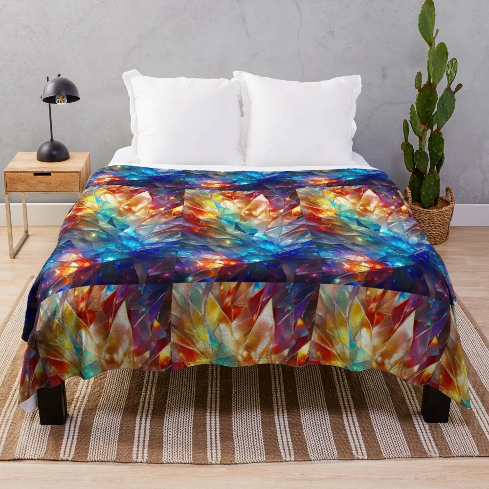 Masterpiece of Golden crystal Design & Illustration Throw Blanket Picnic Winter beds Blankets