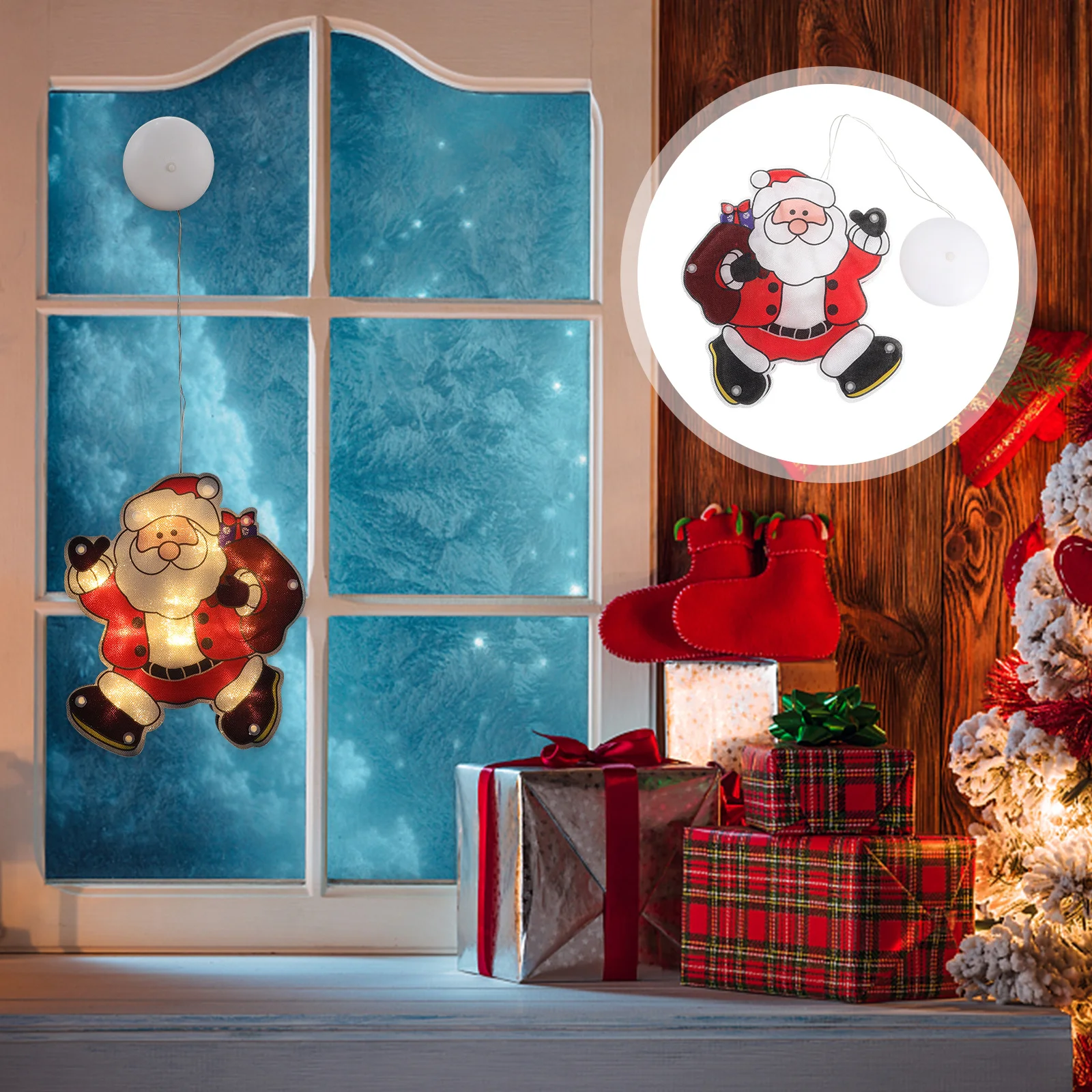 

Santa Claus Colored Lights Baubles Christmas Decorations Holiday Decorative Indoor Ornaments Window Lighted Flashing