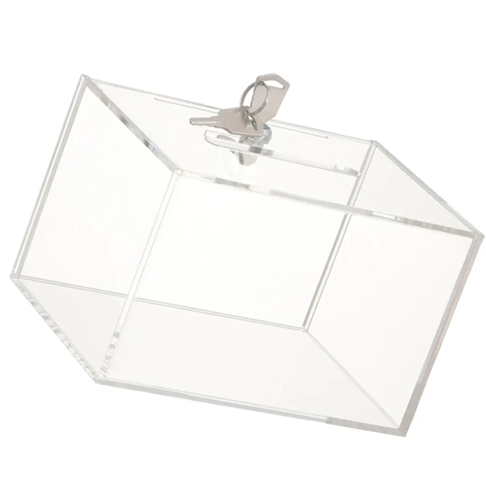 

1pc Clear Donation Box Acrylic Card Display Fundraising Voting Suggestion Mailbox Storage Container Tabletop Organizer