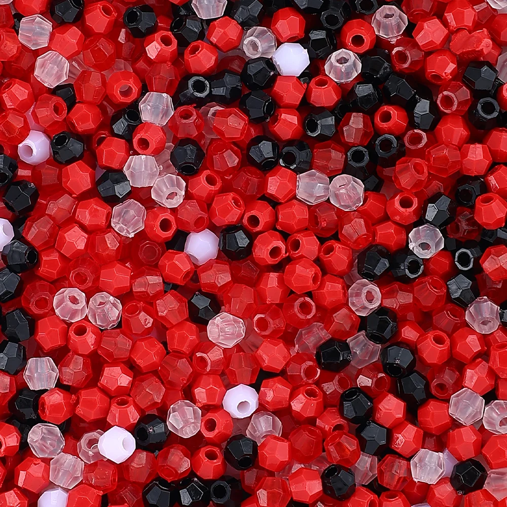 500 Stück 4mm Acrylperlen in verschiedenen Farben, winzige facettierte lose Abstandsperlen für DIY-Armbänder, Halsketten, Schmuckherstellung, Bastelzubehör – Detail 4