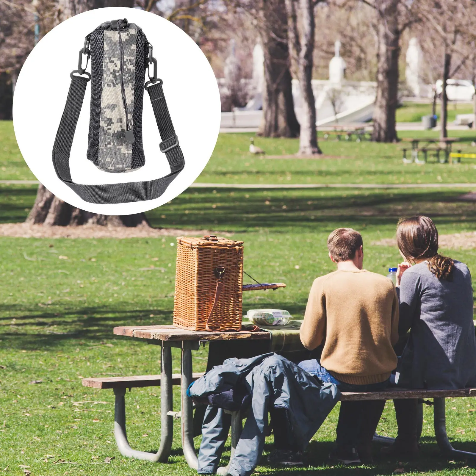 حقيبة زجاجات المياه نايلون المشي لمسافات طويلة في الهواء الطلق التخييم حقيبة سفر معزول الناقل حامل المحمولة تخزين الأكمام للغلاية الرياضية #6