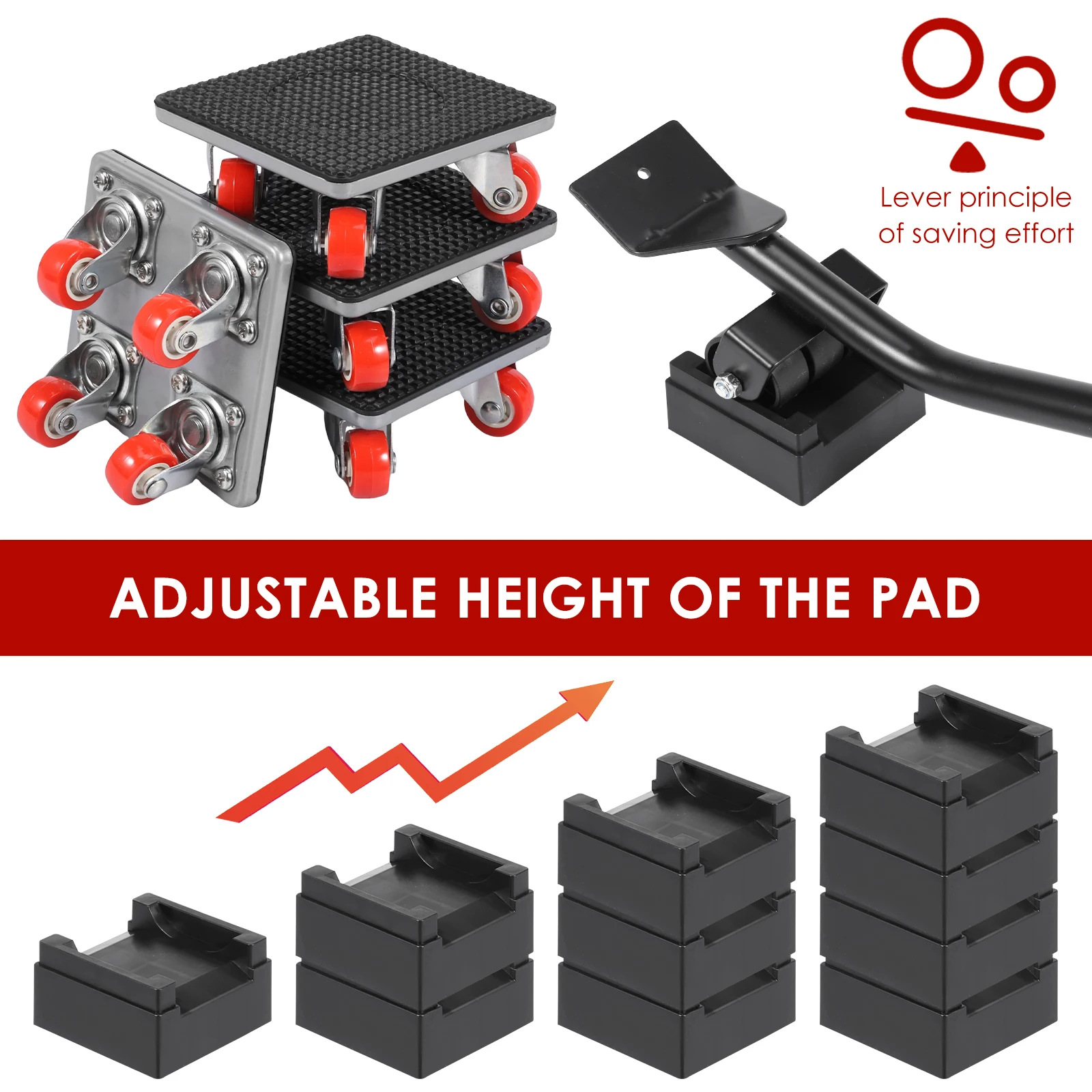 5/7 Pcs Furniture Mover Tool Set Heavy Stuffs Moving Roller with 360° Rotating Wheels Professional Moving Tools for Moving Sofa image 3