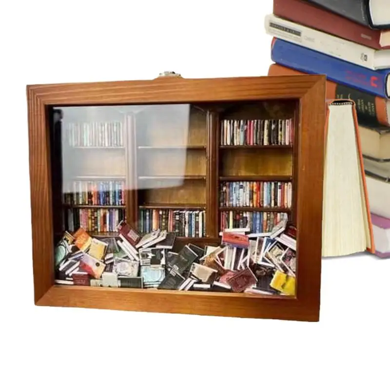 Bookshelf Stress Reliever Stress  anti anxiety bookshelf Fidget Miniature Ornaments mini bookshelf containing 200 books