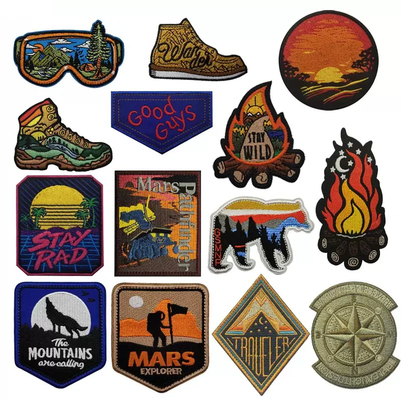 

Нагрудный значок Heye Outdoor с вышивкой на липучке для одежды, головных уборов, рюкзаков, с изображением пляжа, отдыха, кемпинга и природных пейзажей, создающий хорошее настроение