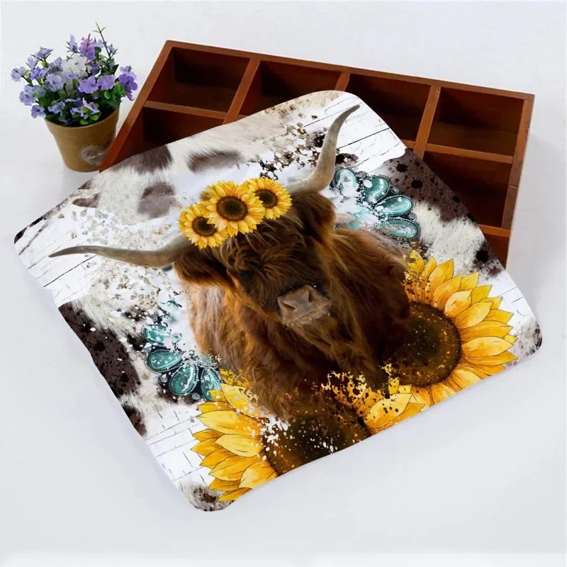 Highland Cow With Sunflowers Towel Microfiber Fabric Wash Cloths Hand Towel Cleaning Absorbent Towel 6.20wjy